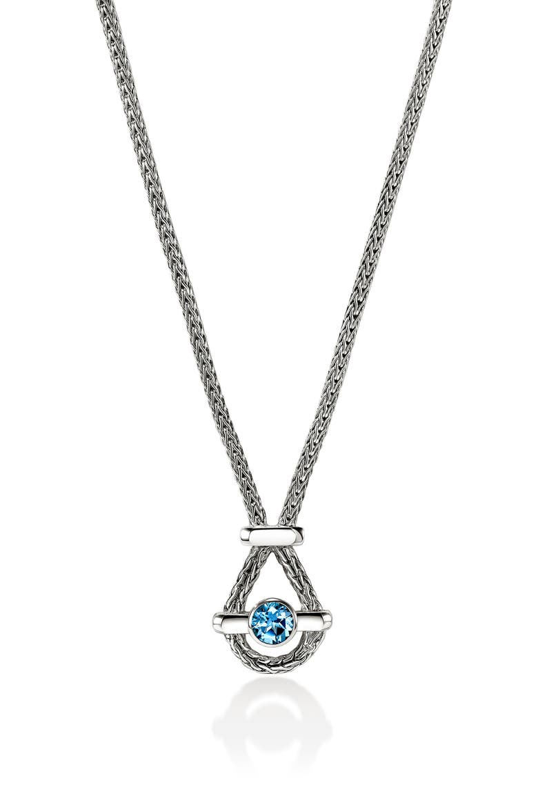 Icon Swiss Blue Topaz Pendant Necklace, Main, color, SILVER