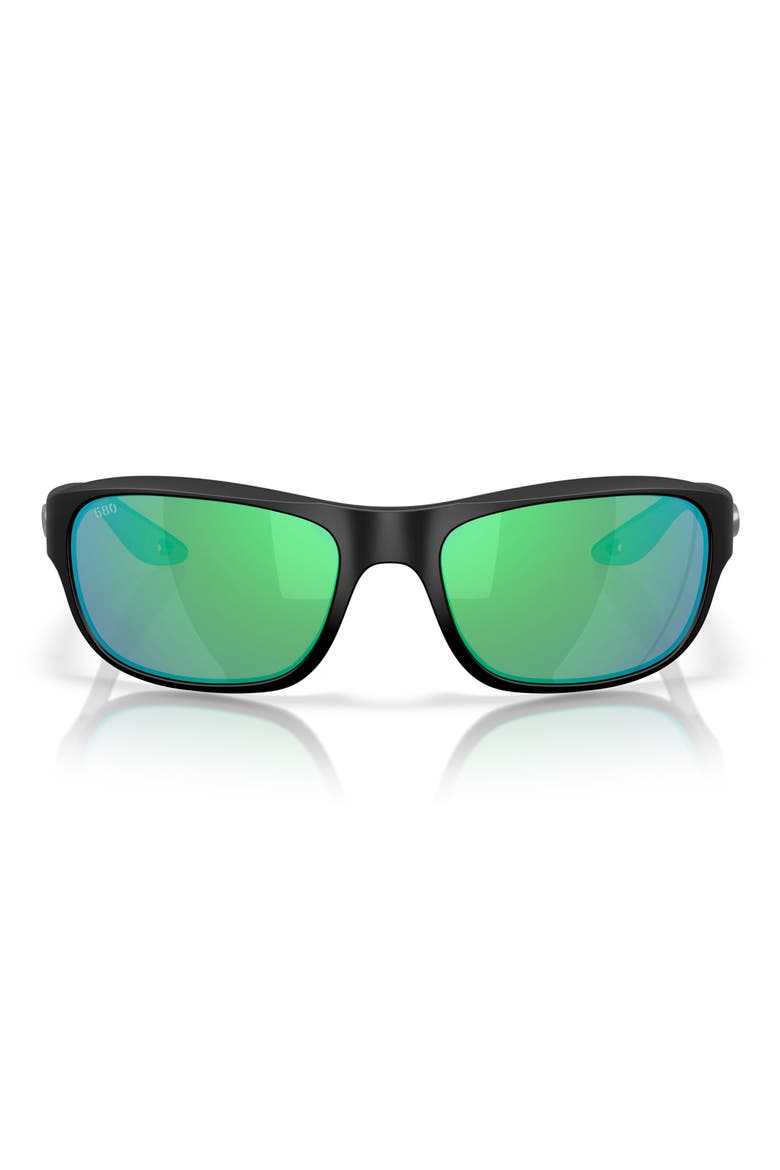 Clipperton 58mm Polarized Rectangular Sunglasses, Main, color, MATTE BLACK/ GREEN MIRROR 580G
