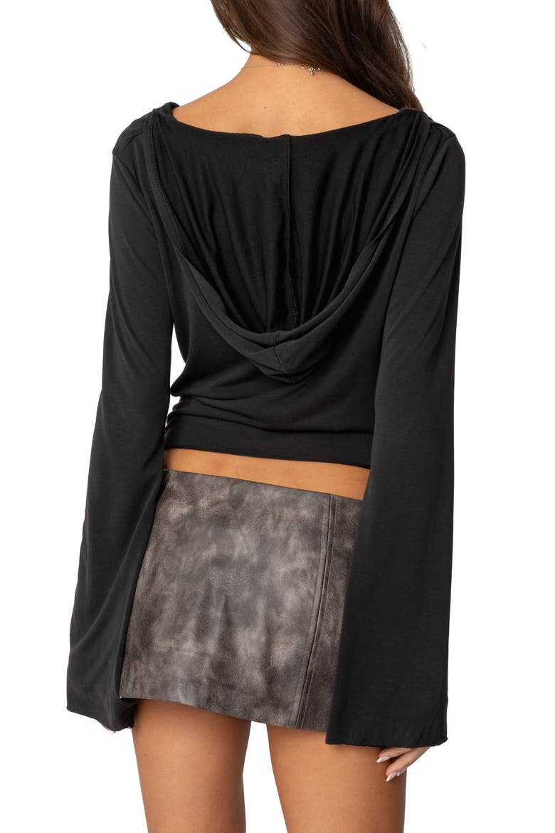 Nira Hooded Cowl Neck Top, Alternate, color, BLACK