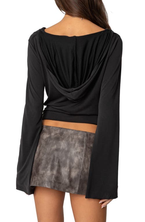 Edikted Nira Hooded Cowl Neck Top In Black