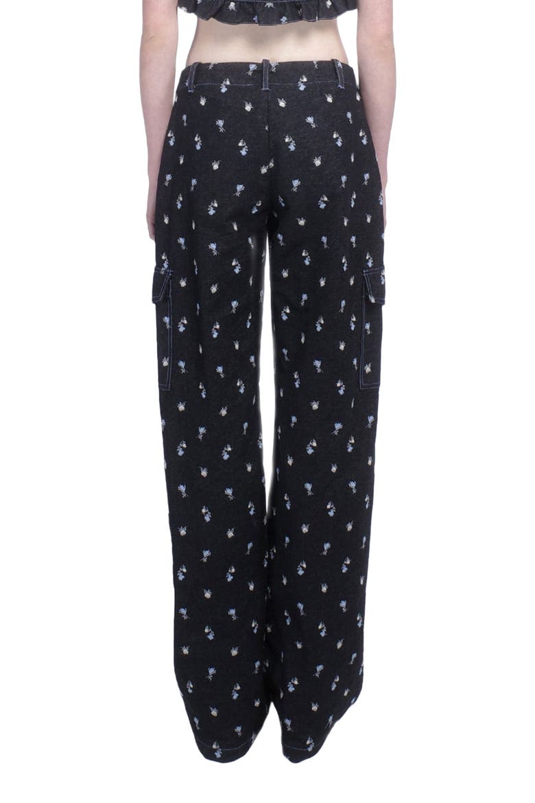 Denim Embroidered Roses Cargo Pant, Alternate, color, BLACK MULTI