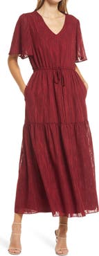 Julia Jordan Donna Ricco V-Neck Flutter Sleeve Maxi Dress
