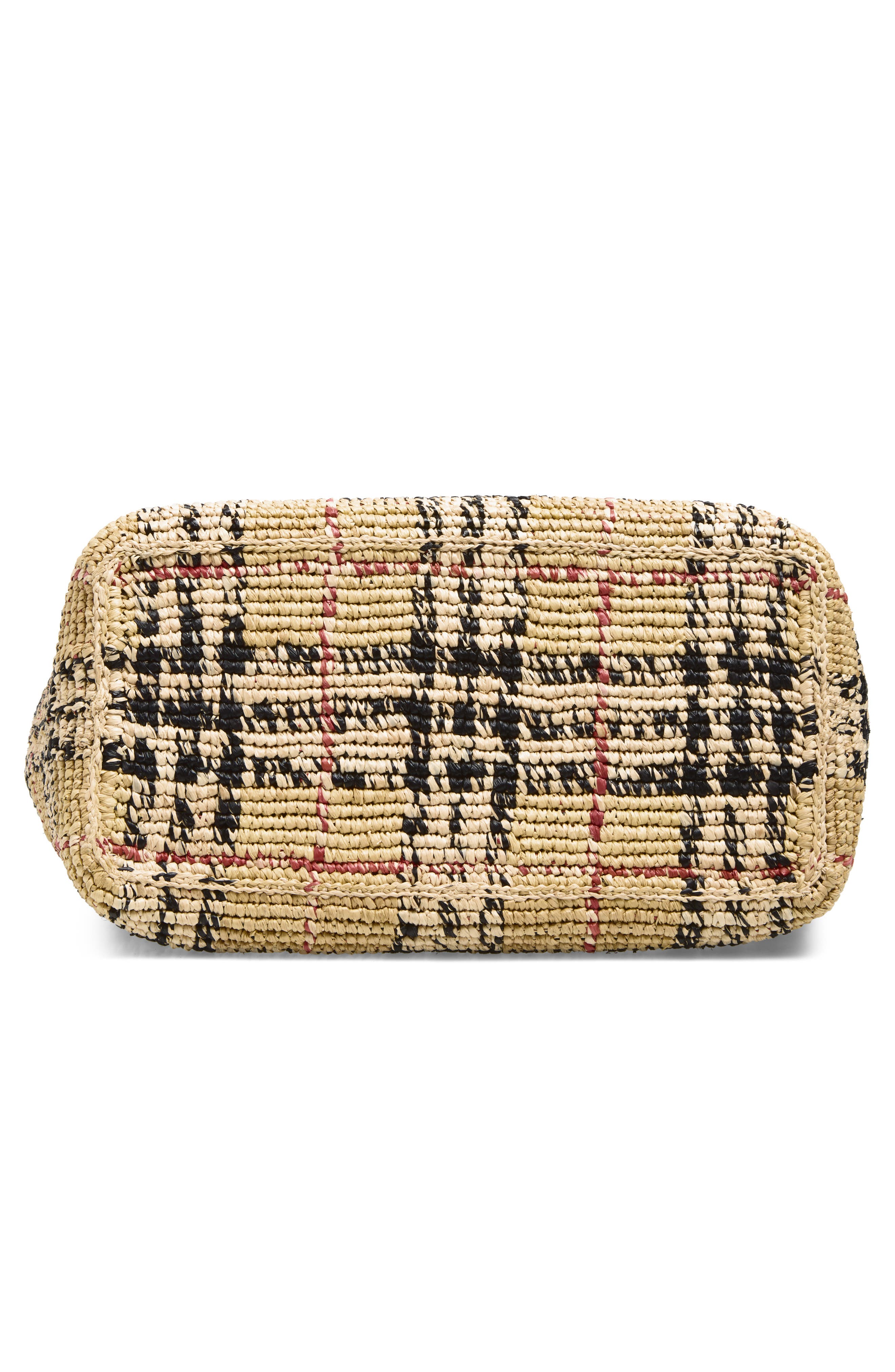 Burberry Small Margate Check Raffia Tote, Alternate, color, Sand Ip Check