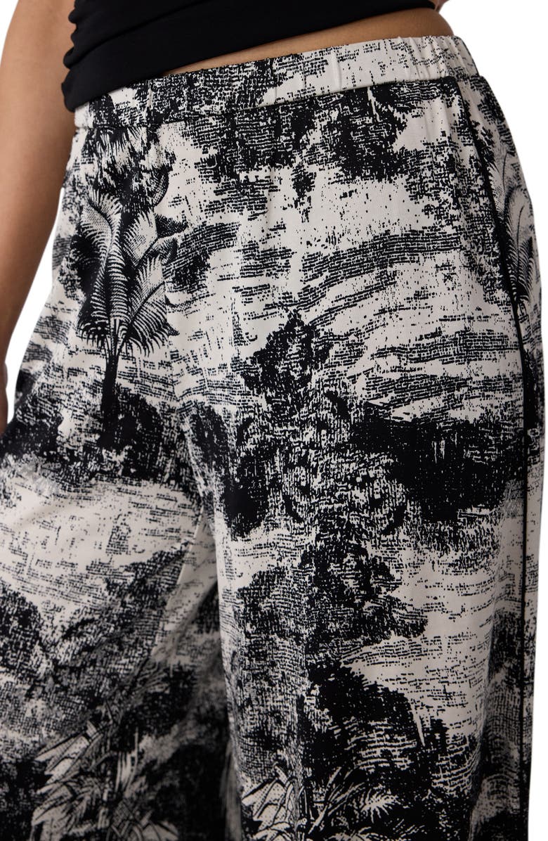 Diane von Furstenberg Malia Toile Print Wide Leg Jersey Pants, Alternate, color, Paysage Black