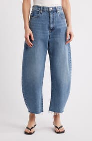 FRAME The Bubble Raw Hem Crop Barrel Leg Jeans