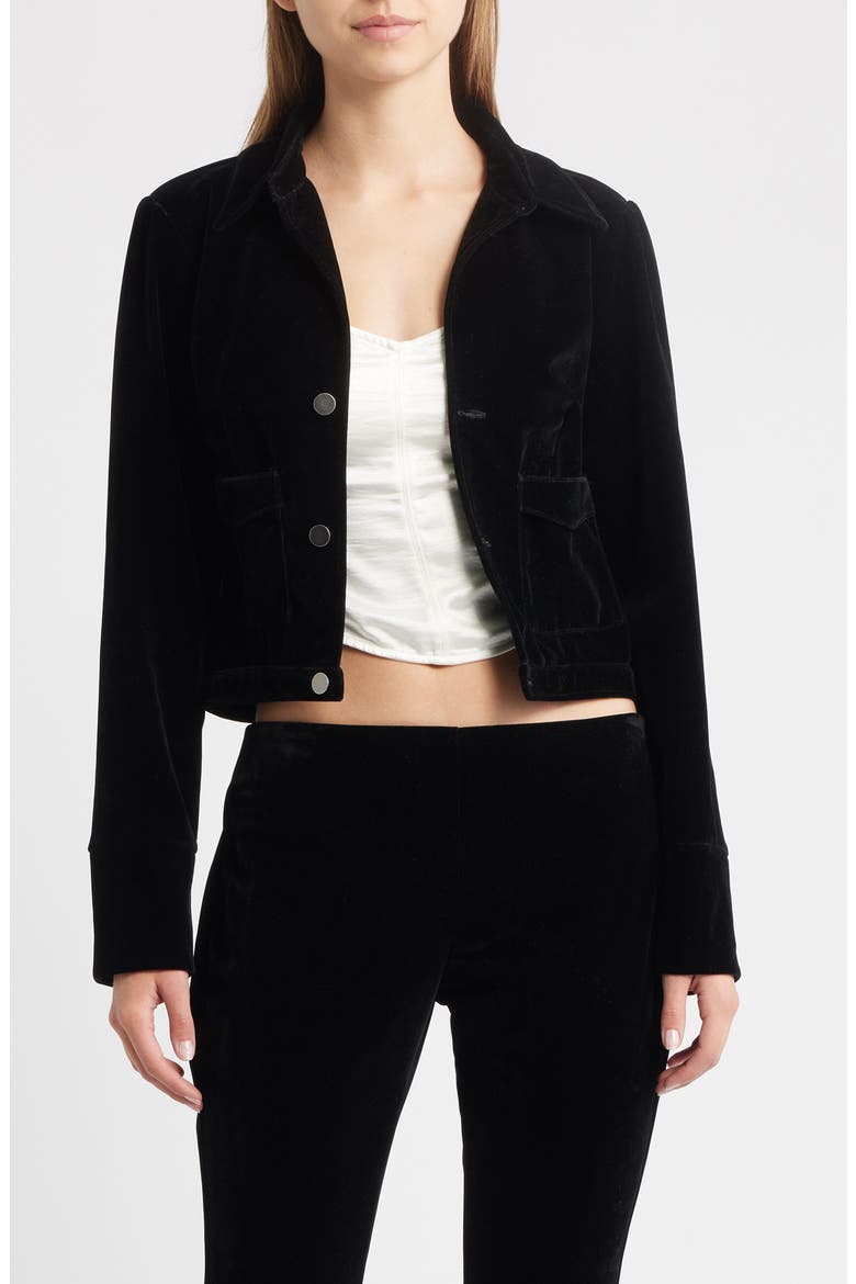The Madi Velveteen Crop Jacket, Main, color, BLACK