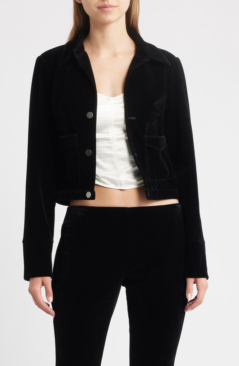 Bella Venice The Madi Velveteen Crop Jacket, Main, color, Black