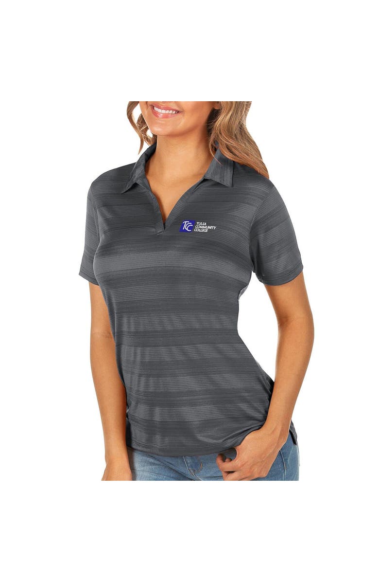 ANTIGUA Women's Antigua Charcoal Tulsa Community College Compass Polo, Main, color, 
