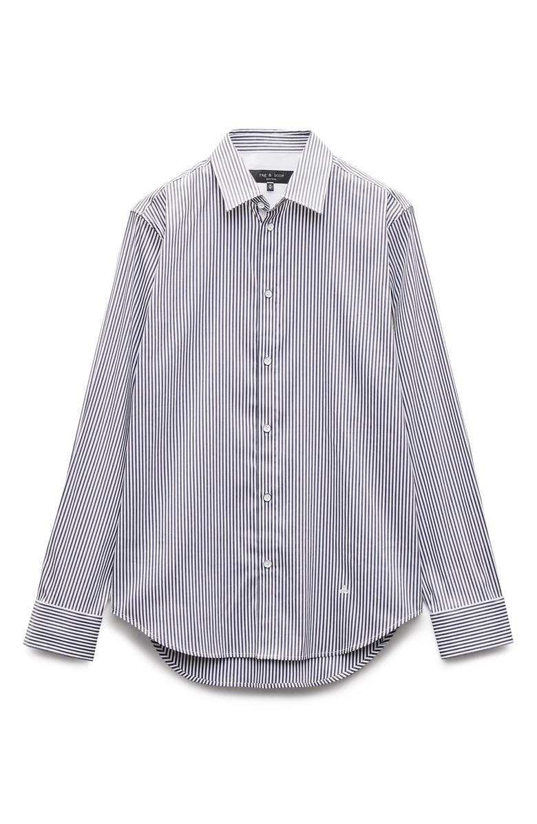 rag & bone Patrick Stripe Stretch Poplin Button-Up Shirt, Alternate, color, Blue Cat