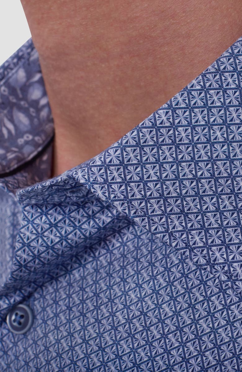 Bugatchi Jimmy OoohCotton<sup>®</sup> Geo Print Button-Up Shirt, Alternate, color, Steel