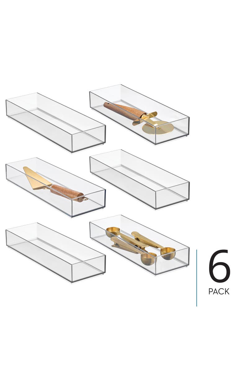 iDesign Plastic Makeup Drawer Organizer Tray - Set of 6 - Clear, Alternate, color, Clear