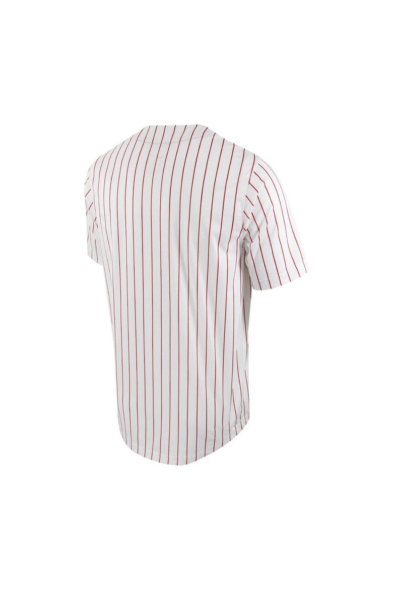 Men's Nike White/Crimson Alabama Crimson Tide Pinstripe Replica Full-Button Baseball Jersey, Alternate, color, White