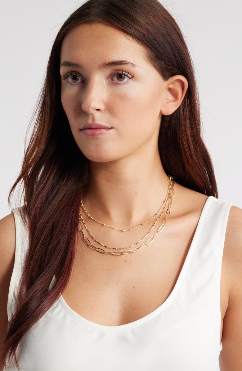 Nordstrom Set of 2 Enamel Dot Chain Layered Necklaces, Alternate, color, 