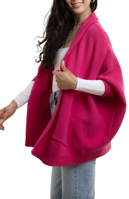 Saachi Oversize Ribbed Knit Cardigan In Fuschia