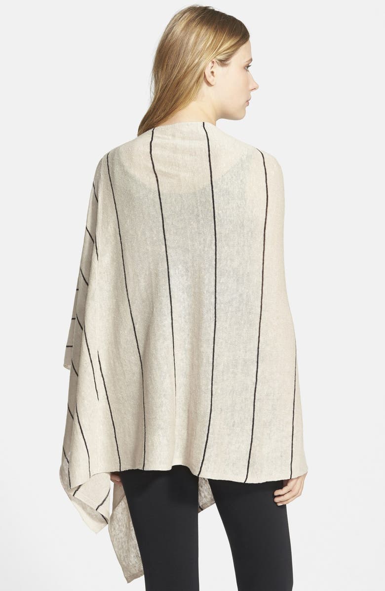 Eileen Fisher Pinstripe Organic Linen Poncho, Alternate, color, 