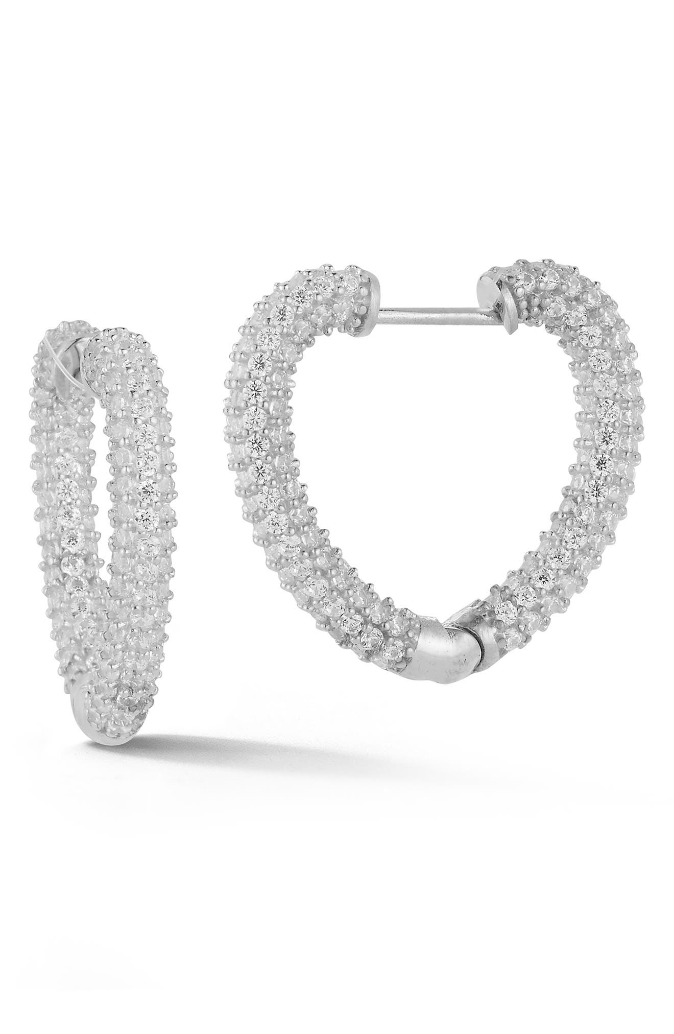 Glaze Jewelry Sterling Silver Pave CZ Hoop Earrings