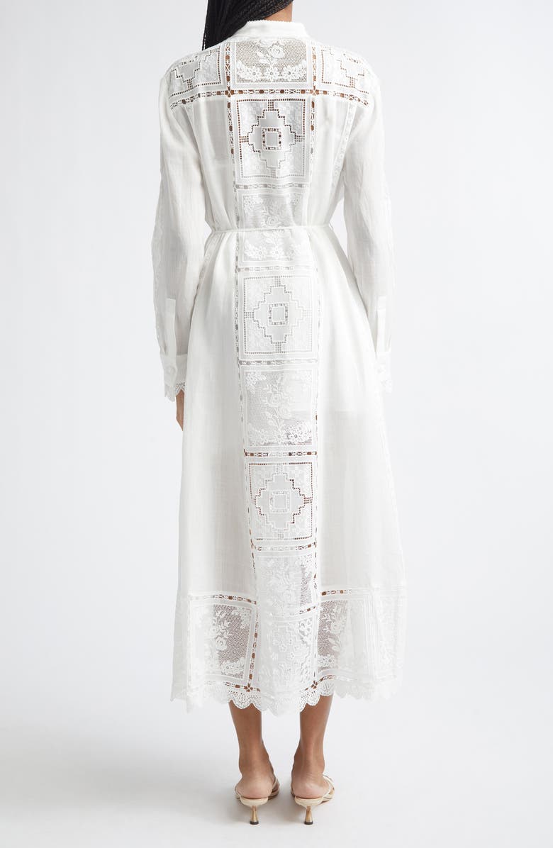 Zimmermann Aster Embroidered Lace Trim Long Sleeve Midi Dress, Alternate, color, Ivory