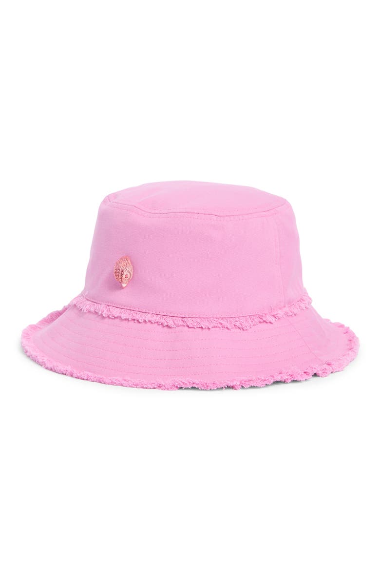 Frayed Edge Cotton Bucket Hat, Main, color, PINK