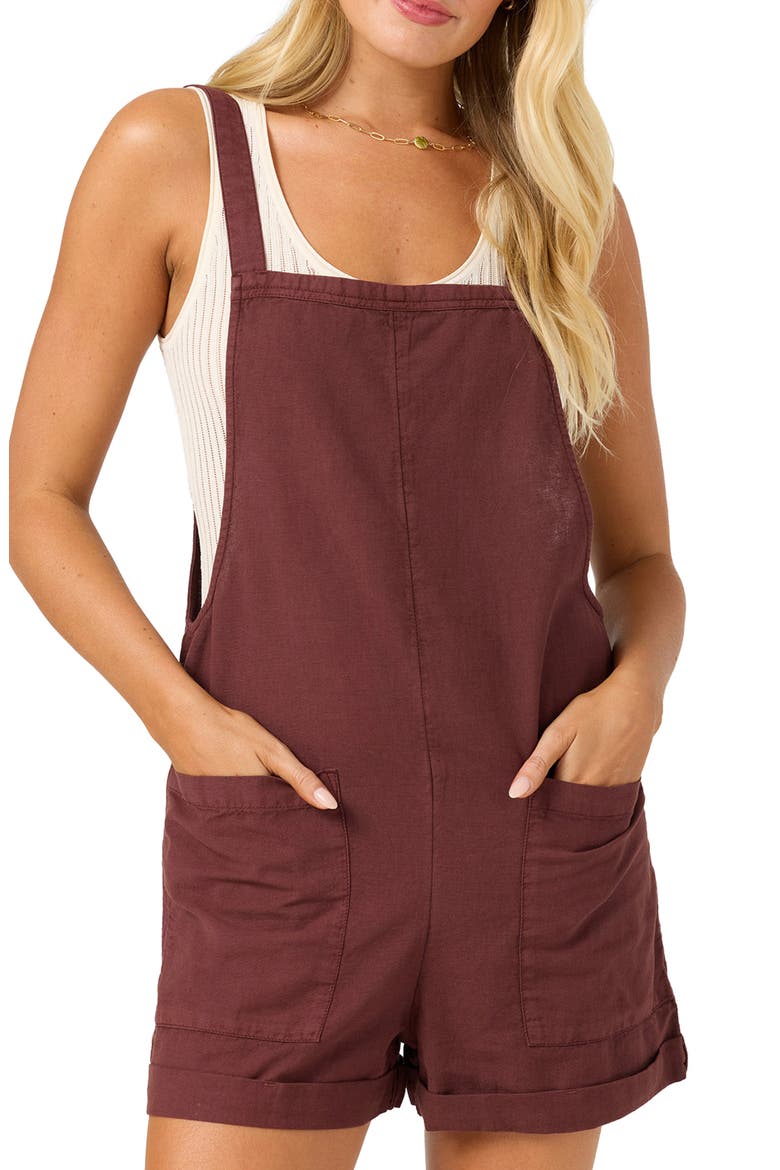 Summerlin 2 Cotton & Linen Shortalls, Alternate, color, CHOCOLATE