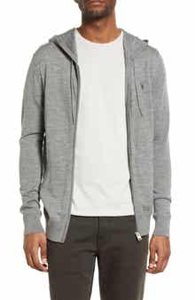 AllSaints Mode Slim Fit Merino Wool Zip Hoodie