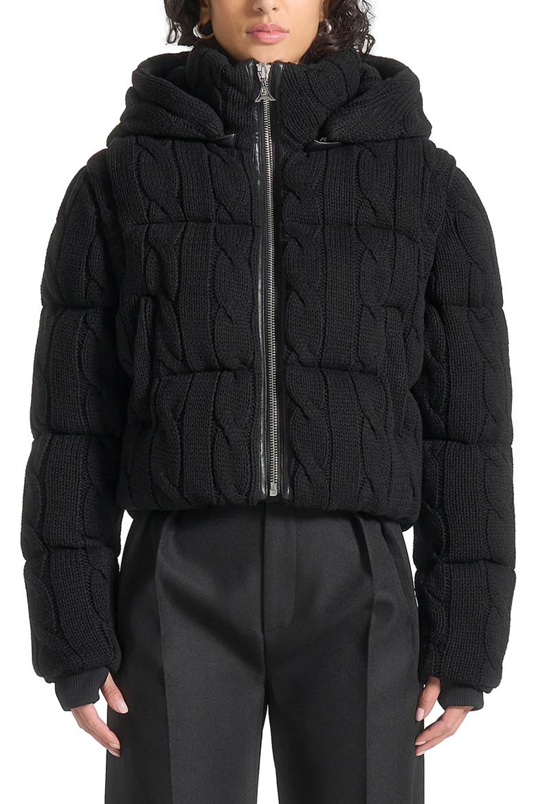 Kristina 2-in-1 Cable Knit Puffer Jacket/Gilet, Alternate, color, Black