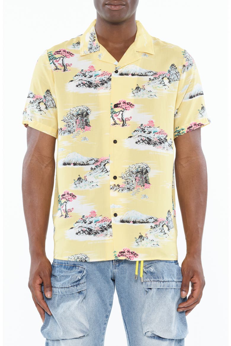 Print Cotton Camp Shirt, Main, color, SENSHI