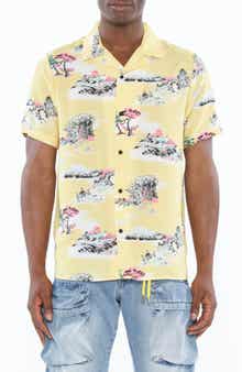 Cult of Individuality Print Cotton Camp Shirt