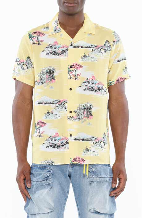 Cult of Individuality Print Cotton Camp Shirt