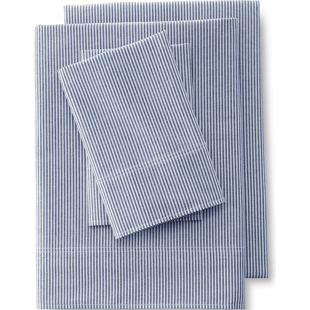Lands' End Cotton Oxford Stripe Pillowcases In Deep Sea Navy Stripe