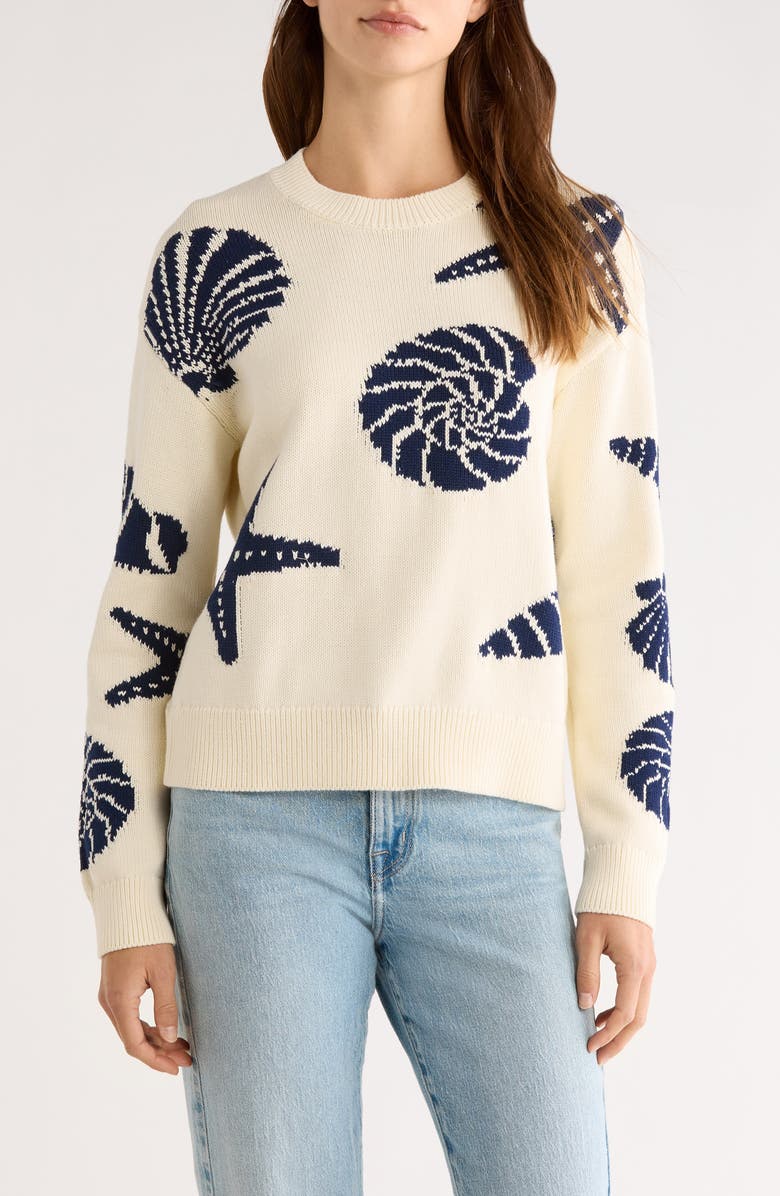 Rails Zoey Seashell Intarsia Cotton Sweater, Main, color, Seashells