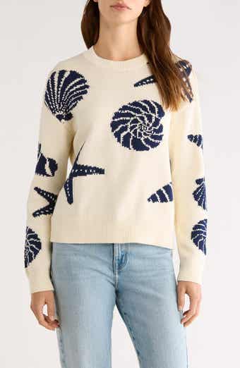Zoey Seashell Intarsia Cotton Sweater
