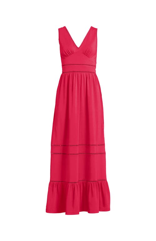 LANDS' END LANDS' END COTTON MODAL EMBELLISHED TRIM MAXI DRESS