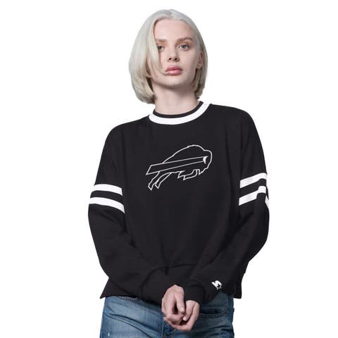 Women
s Starter  Black Buffalo Bills Rally Drop Shoulder Cropped Sweatshirt