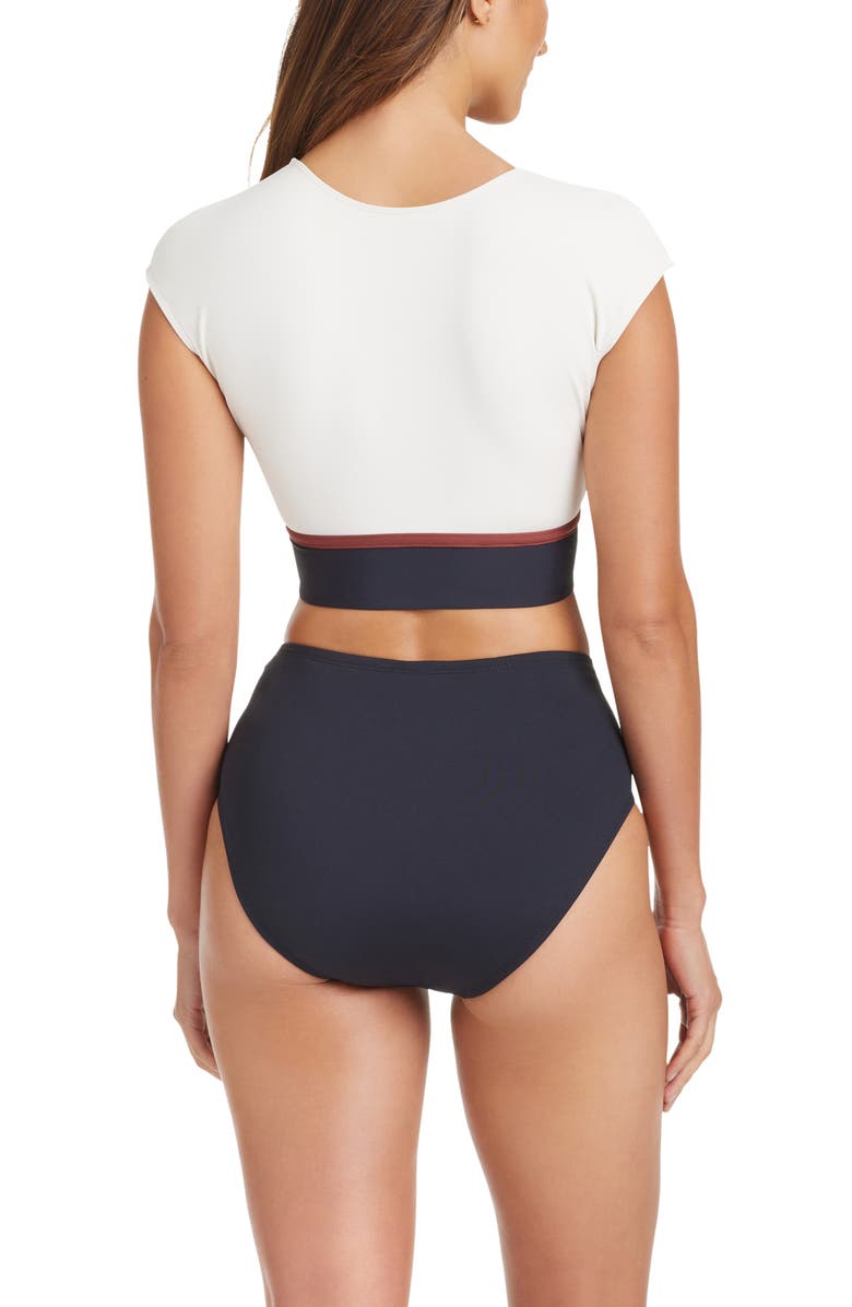 BLEU by Rod Beattie Button Down High Waist Bikini Bottoms, Alternate, color, 