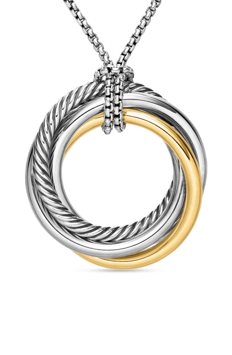David Yurman Crossover Hoop Pendant Necklace, Main, color, Silver