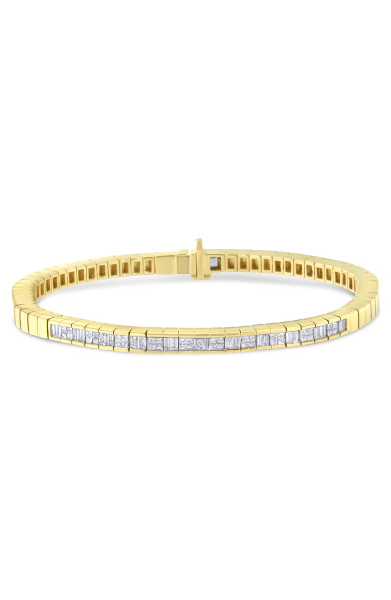 Haus of Brilliance 14K Yellow Gold 1-1/10 Cttw Princess & Baguette Cut Diamond Alternating Stone Eternity Tennis Bracelet, Main, color, Yellow Gold
