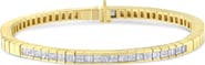 Haus of Brilliance 14K Yellow Gold 1-1/10 Cttw Princess & Baguette Cut Diamond Alternating Stone Eternity Tennis Bracelet