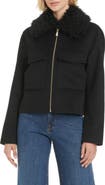 Kate Spade Wool Blend Jacket with Removable Faux Shearling Collar