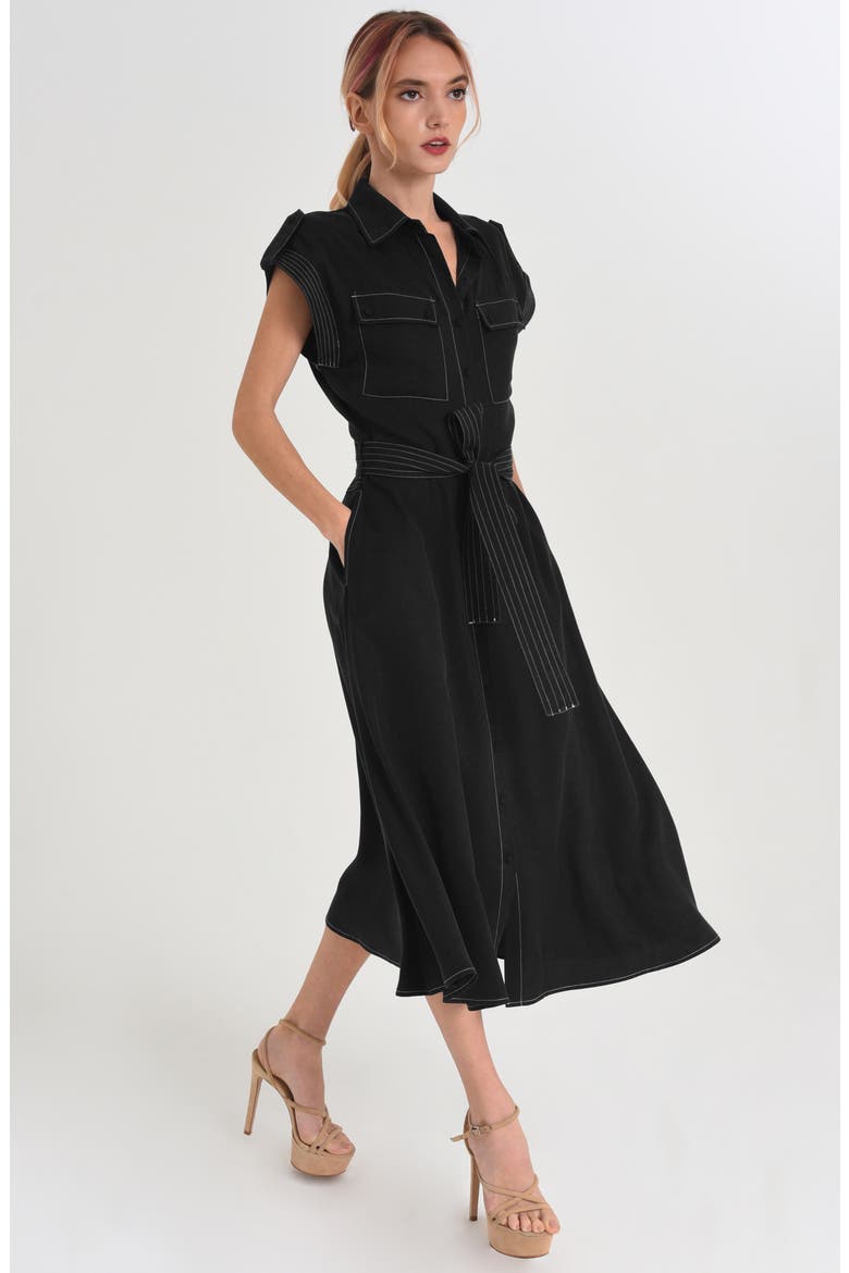Josette Midi Shirtdress, Alternate, color, BLACK/ WHITE