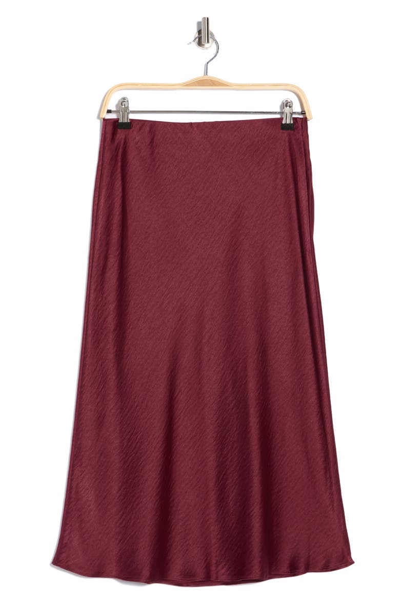 Textured Satin Midi Skirt, Alternate, color, BURGUNDY TANNIN