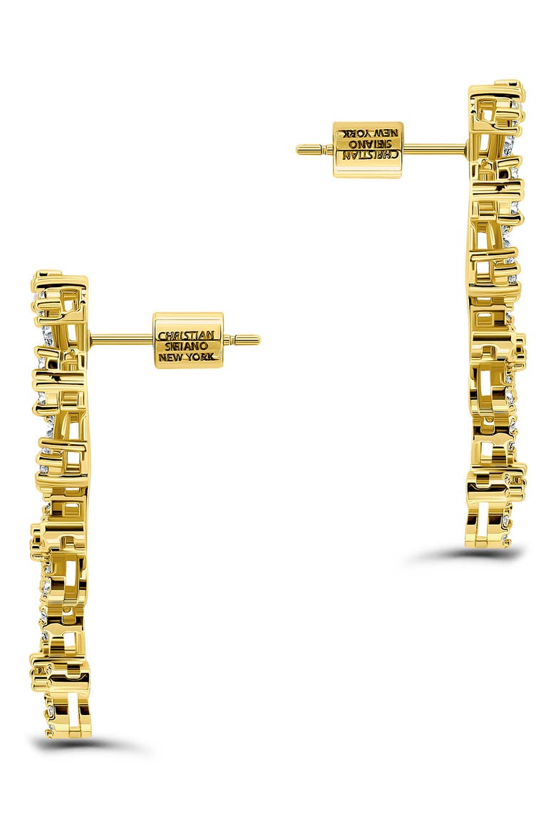 Pavé Cubic Zirconia Floral Drop Earrings, Alternate, color, GOLD