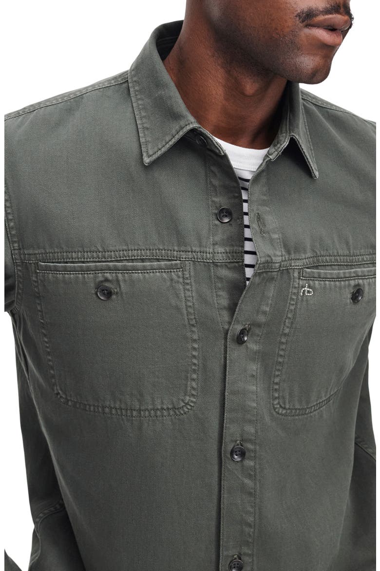Overdyed Denim Button-Up Work Shirt, Alternate, color, DRKGRN