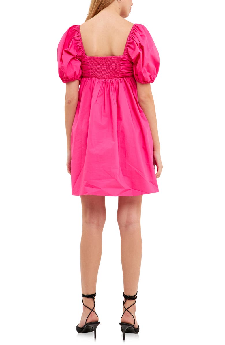 English Factory Ruched Puff Sleeve Cotton Poplin Minidress, Alternate, color,
