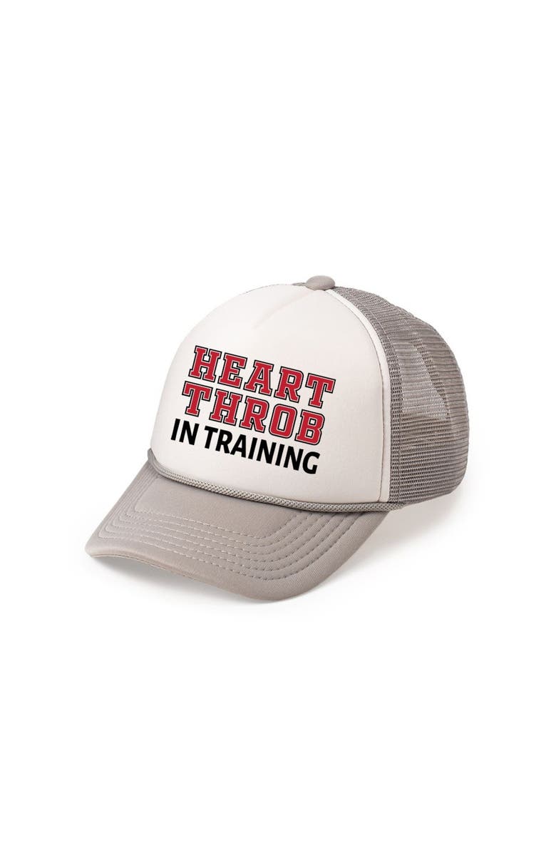 Sweet Wink Heart Throb in Training Valentine's Day Trucker Hat, Main, color, Gray/White