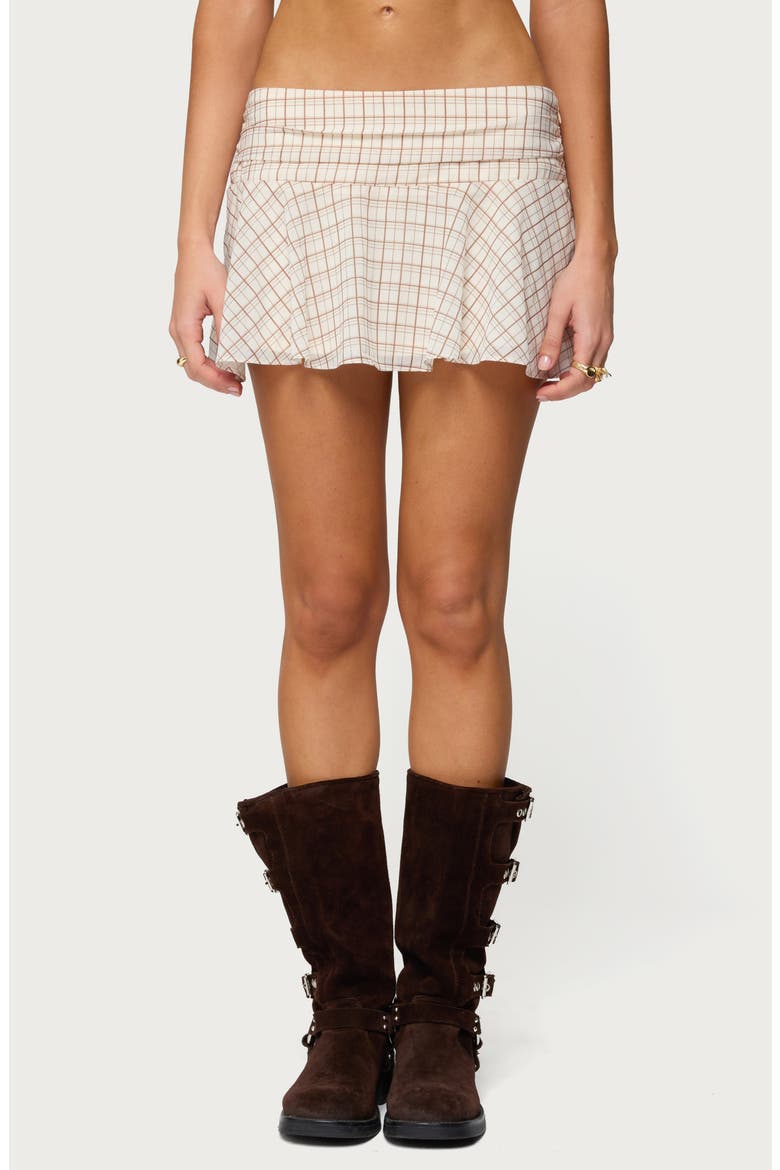 Lulah Plaid Miniskirt, Main, color, CREAM