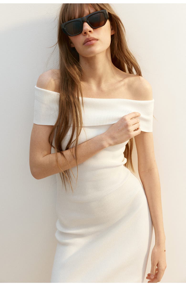 H&M Ribbed Off-the-shoulder Dress, Alternate, color, 