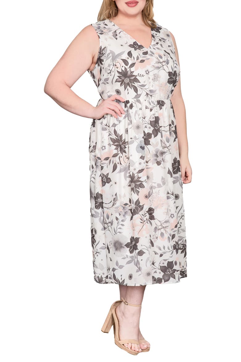 Floral Sleeveless Maxi Dress, Alternate, color, WHITE FLORAL