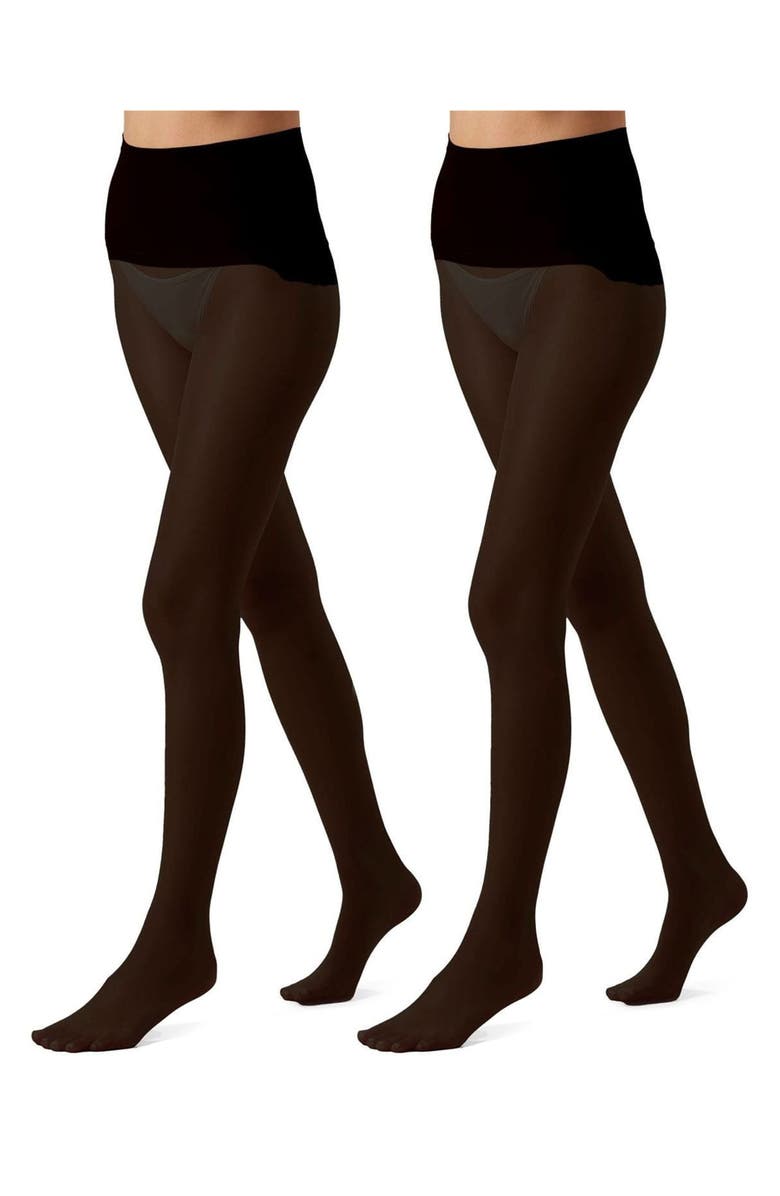 MeMoi Crystal 2-Pack Sheer Tights, Main, color, Black