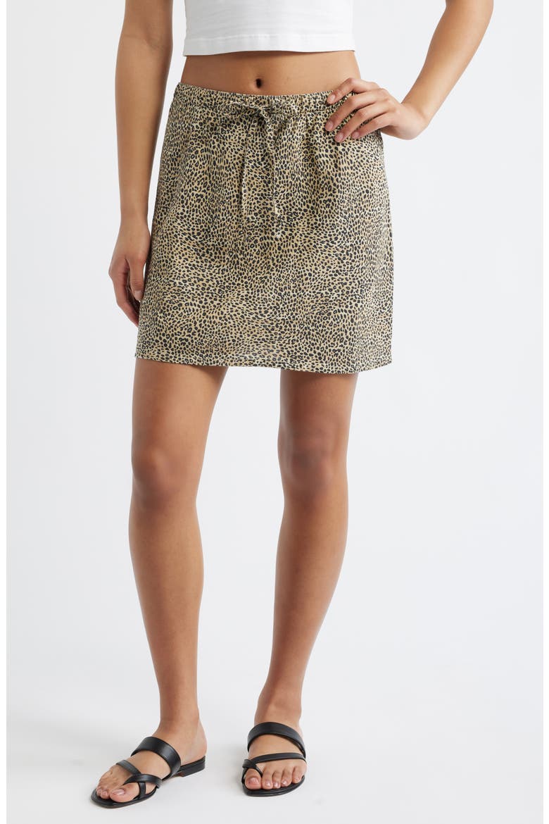 Animal Instincts Linen Blend Drawstring Skirt, Main, color, NATURAL