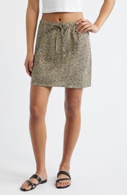 Rip Curl Animal Instincts Linen Blend Drawstring Skirt